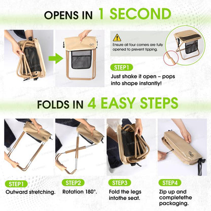 Outdoor Camping Chair Portable Folding Backpack Chair with Shoulder Straps